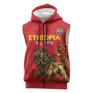 Custom Ethiopia Football Sleeveless Zip Hoodie Go Champions - African Pride