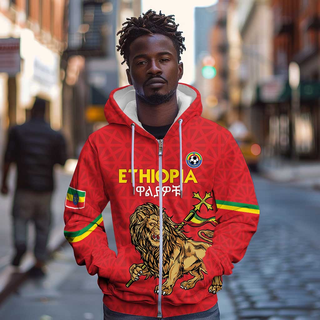 Custom Ethiopia Football Zip Hoodie Go Champions