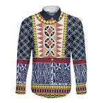 Toghu Bamenda Long Sleeve Button Shirt Cameroon Traditional Pattern