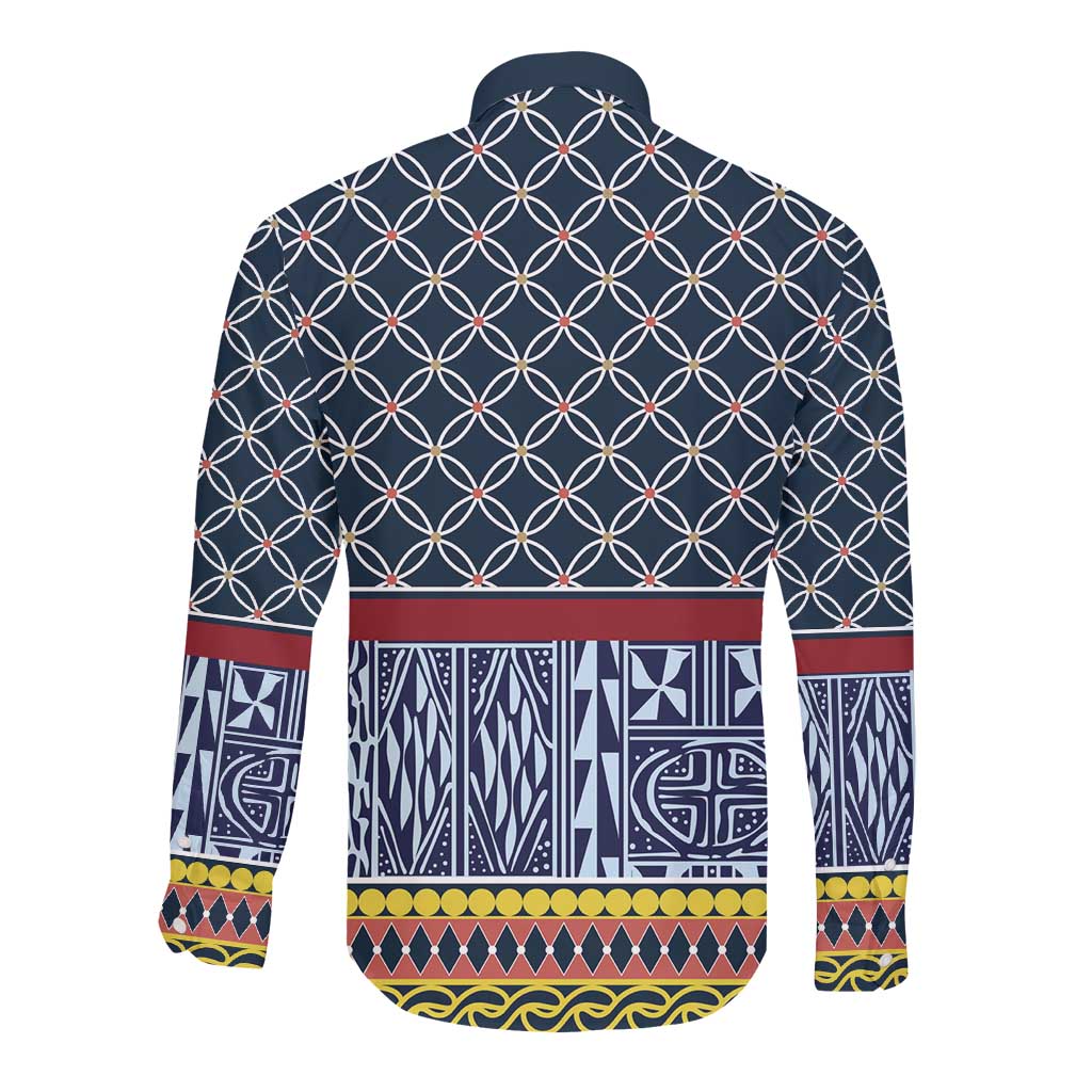 Toghu Bamenda Long Sleeve Button Shirt Cameroon Traditional Pattern