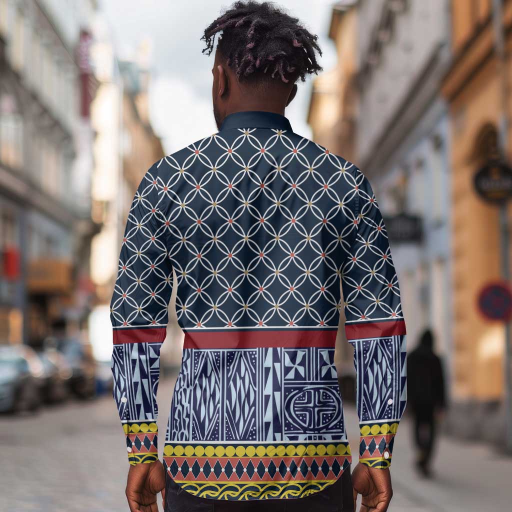 Toghu Bamenda Long Sleeve Button Shirt Cameroon Traditional Pattern