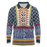 Toghu Bamenda Long Sleeve Polo Shirt Cameroon Traditional Pattern