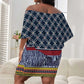 Toghu Bamenda Off Shoulder Short Dress Cameroon Traditional Pattern