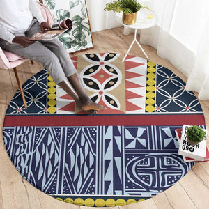 Toghu Bamenda Round Carpet Cameroon Traditional Pattern