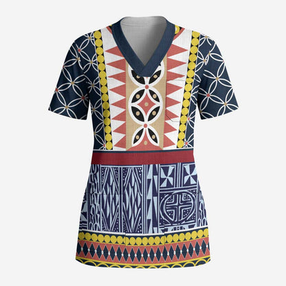 Toghu Bamenda Scrub Top Cameroon North West Traditional Pattern - African Pride