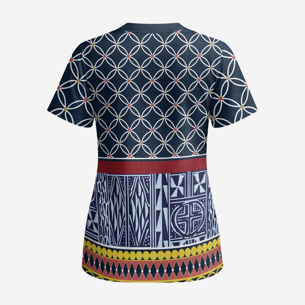 Toghu Bamenda Scrub Top Cameroon North West Traditional Pattern - African Pride