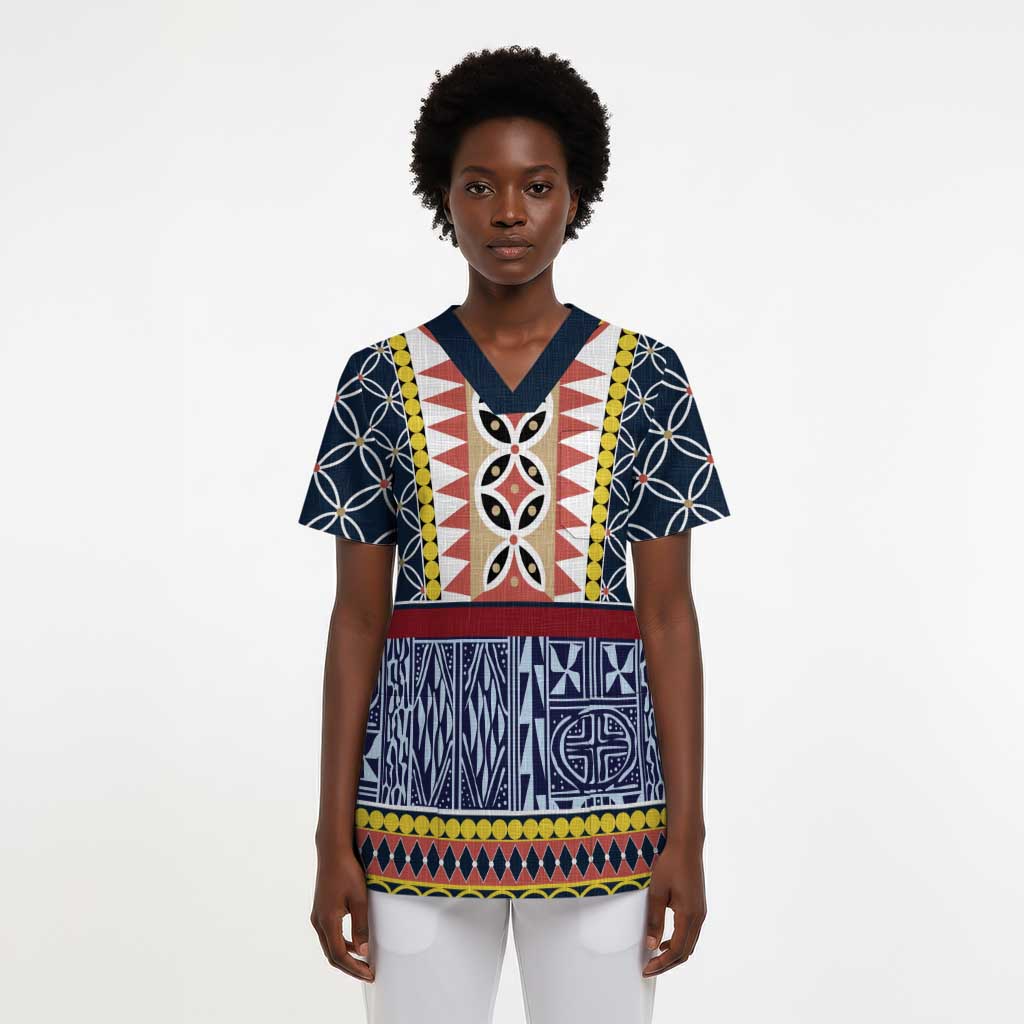 Toghu Bamenda Scrub Top Cameroon North West Traditional Pattern - African Pride