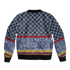 Toghu Bamenda Sleeve Zip Bomber Jacket Cameroon Traditional Pattern