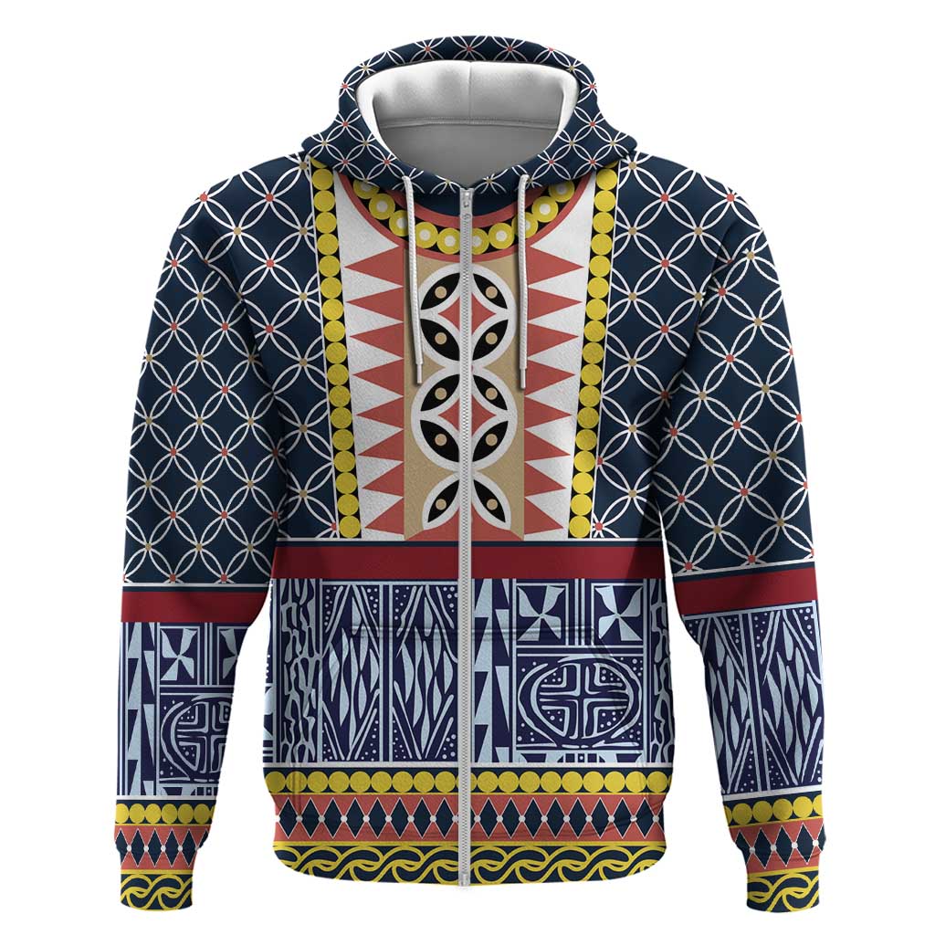 Toghu Bamenda Zip Hoodie Cameroon Traditional Pattern