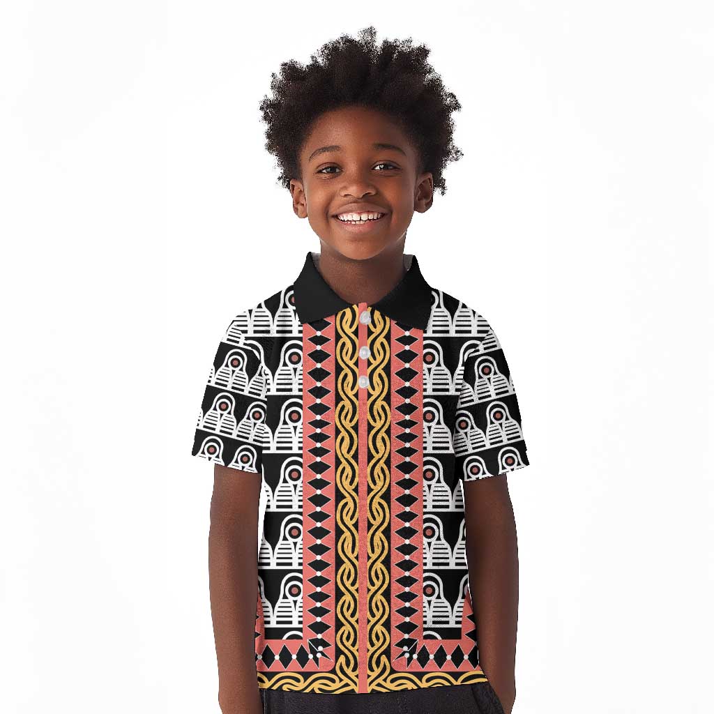 Cameroon Kid Polo Shirt Toghu Traditional Pattern