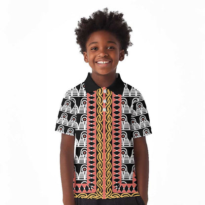 Cameroon Kid Polo Shirt Toghu Traditional Pattern