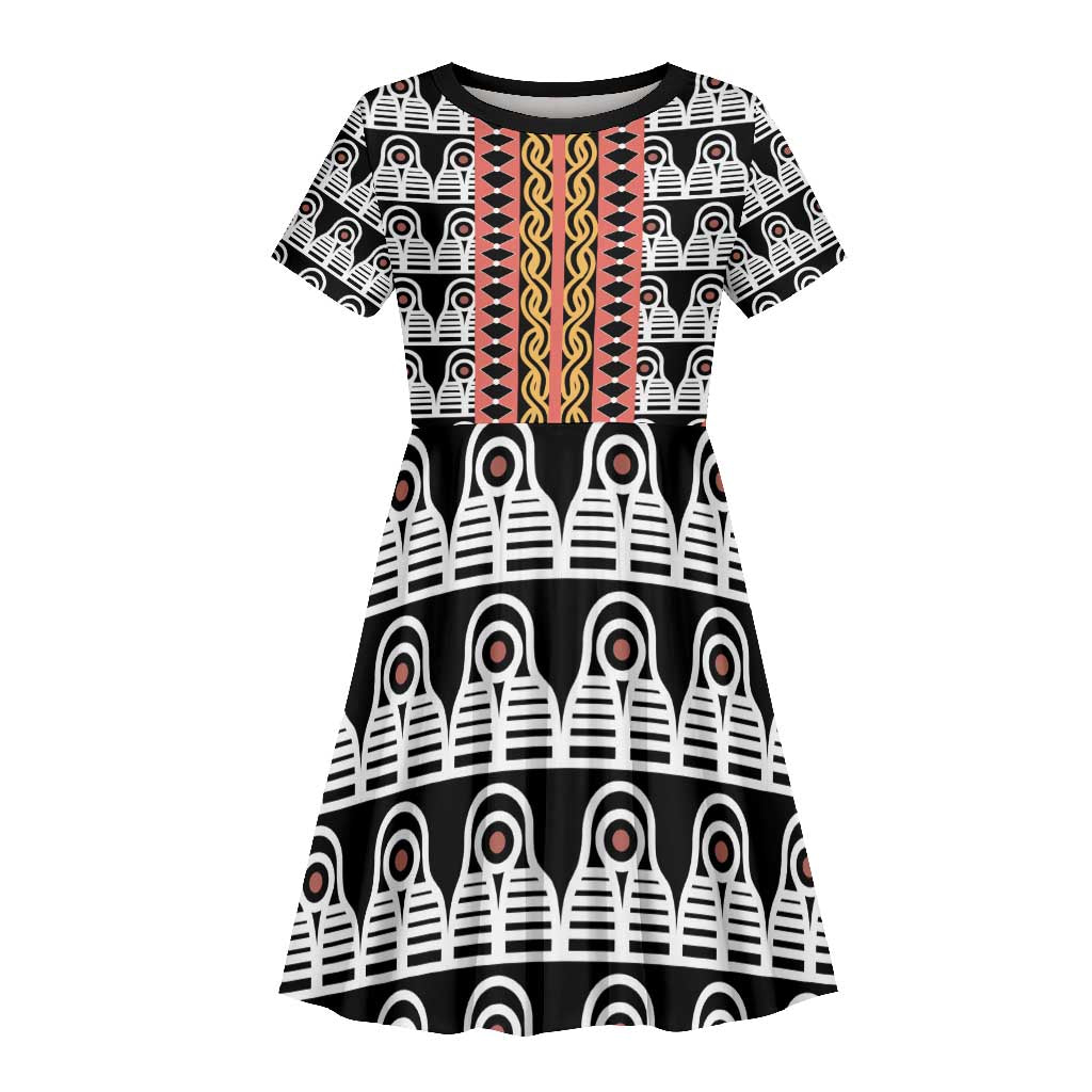 Cameroon Kid Short Sleeve Dress Toghu Traditional Pattern