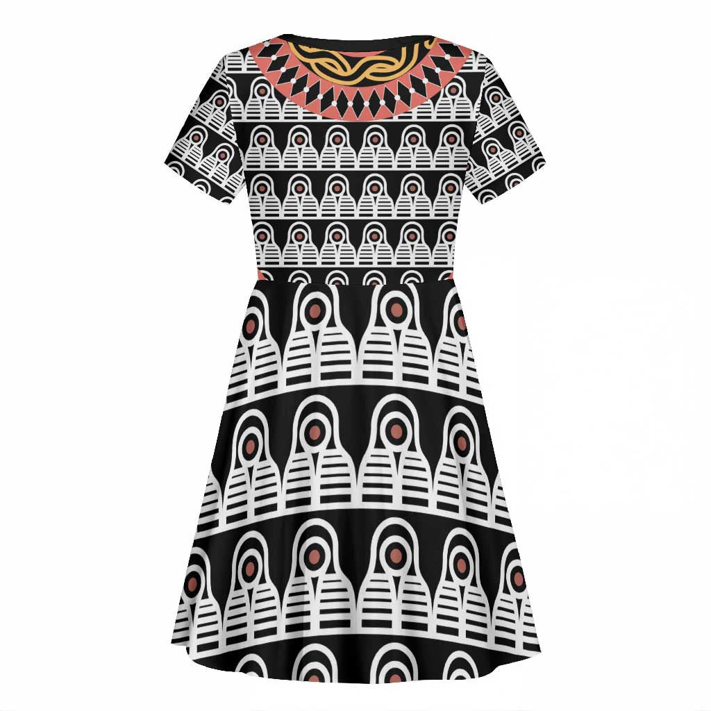 Cameroon Kid Short Sleeve Dress Toghu Traditional Pattern