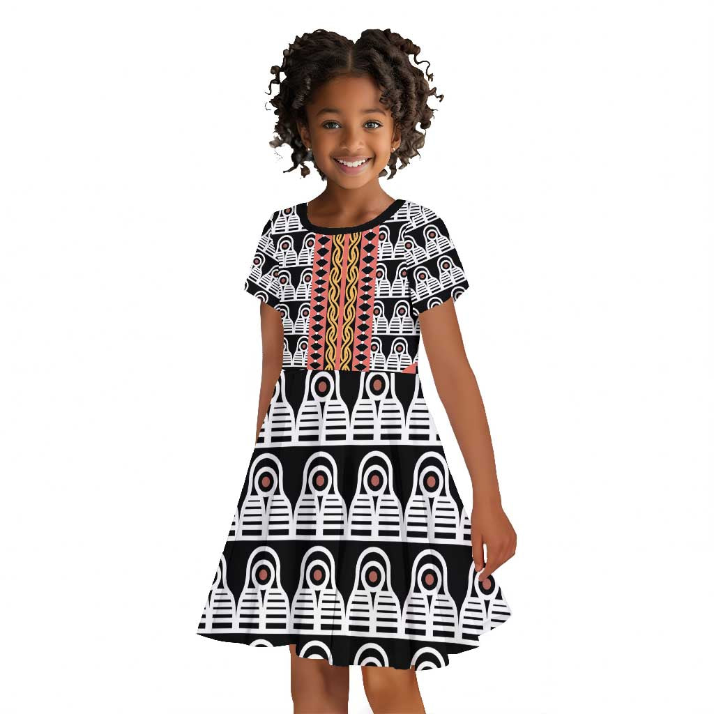Cameroon Kid Short Sleeve Dress Toghu Traditional Pattern