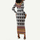 Cameroon Long Sleeve Bodycon Dress Toghu Traditional Pattern LT15
