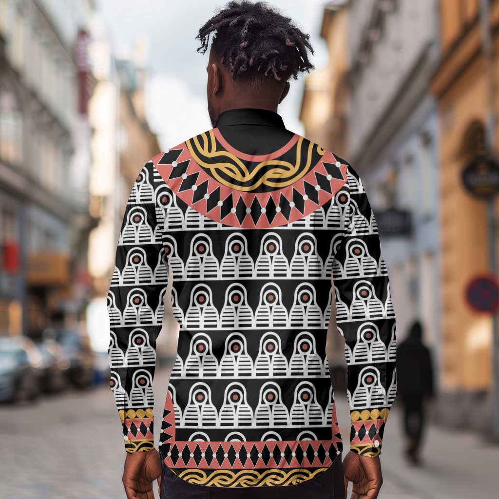 Cameroon Long Sleeve Button Shirt Toghu Traditional Pattern