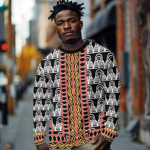 Cameroon Long Sleeve Shirt Toghu Traditional Pattern