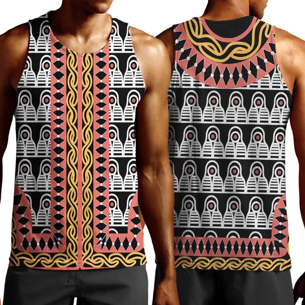 Cameroon Men Tank Top Toghu Traditional Pattern
