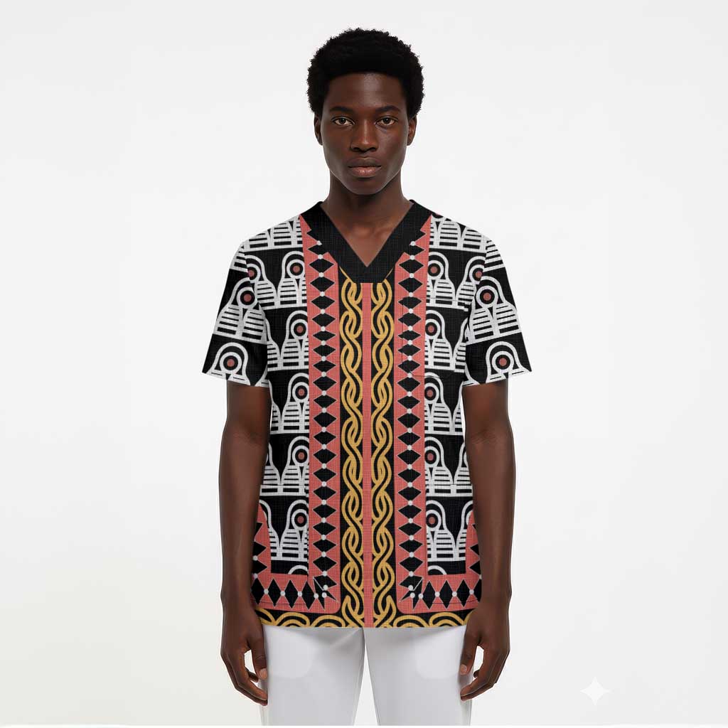 Cameroon Toghu Traditional Pattern Scrub Top - African Pride