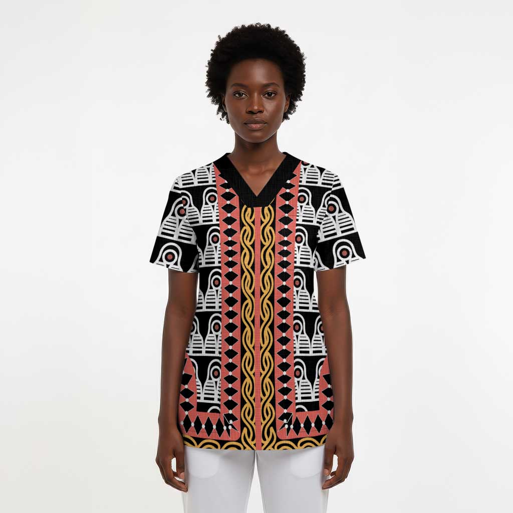 Cameroon Toghu Traditional Pattern Scrub Top - African Pride