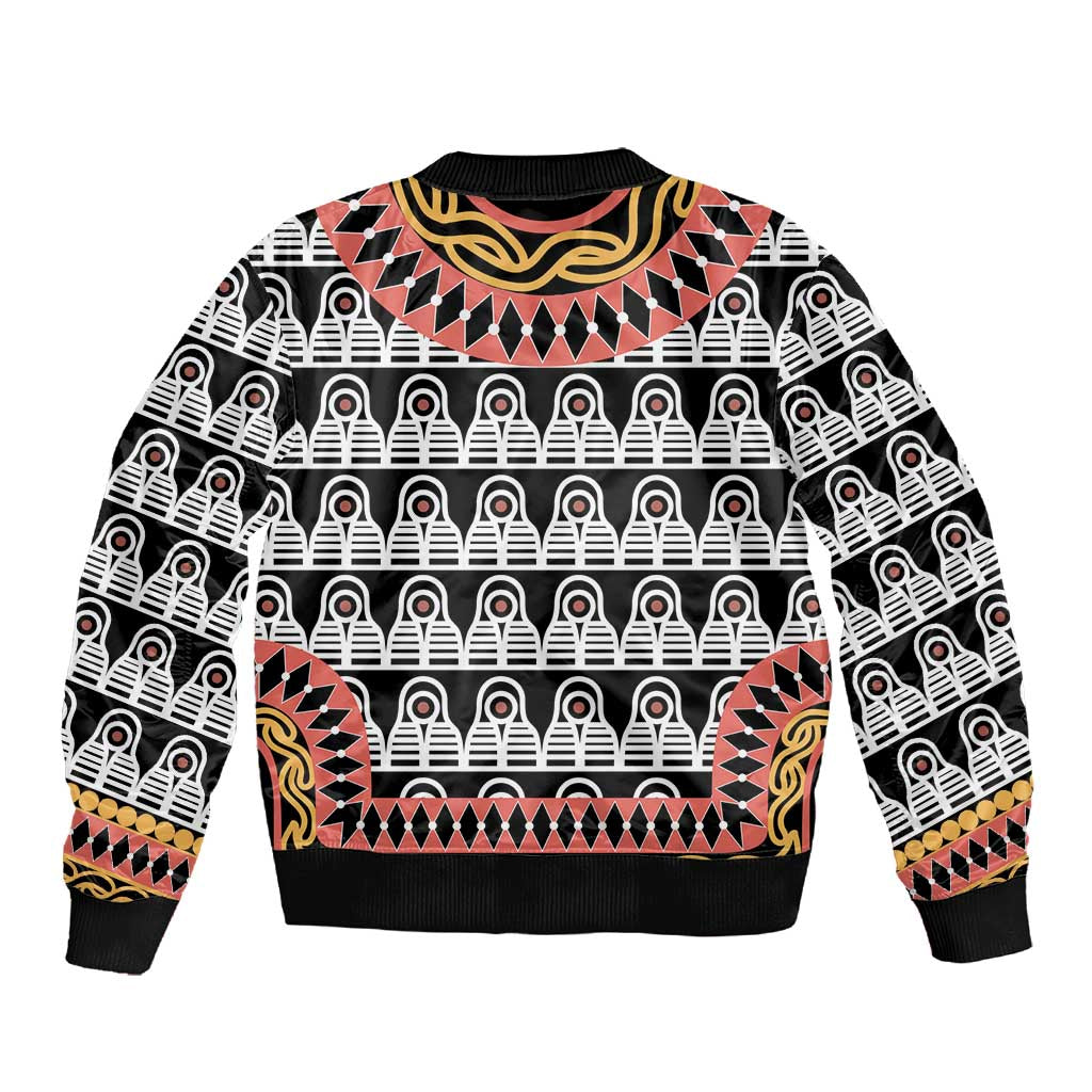 Cameroon Sleeve Zip Bomber Jacket Toghu Traditional Pattern