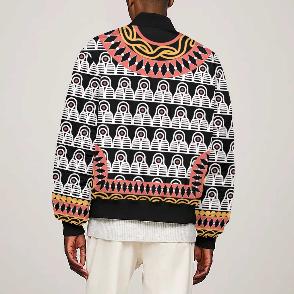 Cameroon Sleeve Zip Bomber Jacket Toghu Traditional Pattern