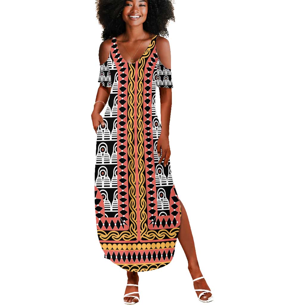 Cameroon Summer Maxi Dress Toghu Traditional Pattern