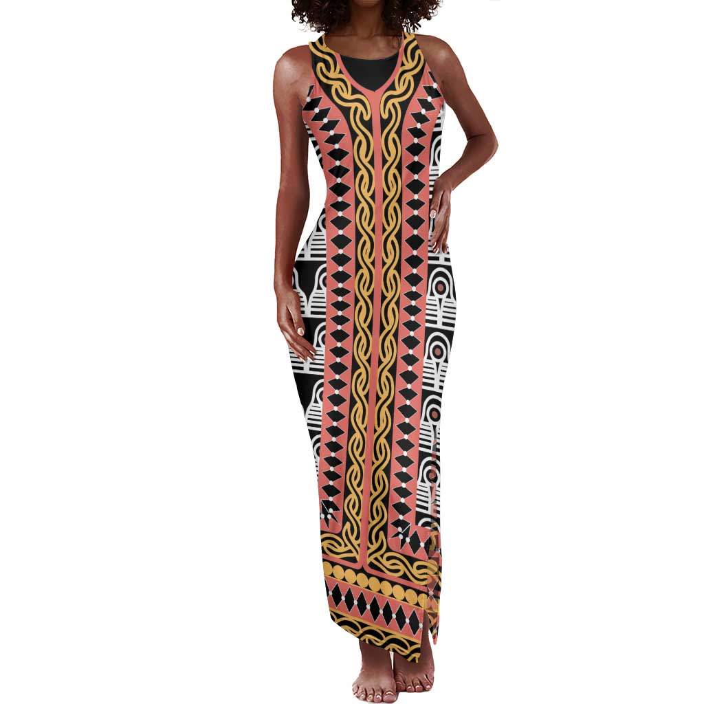 Cameroon Tank Maxi Dress Toghu Traditional Pattern