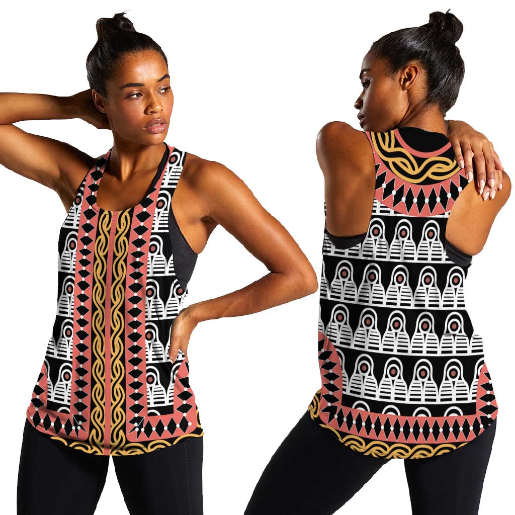 Cameroon Women Racerback Tank Toghu Traditional Pattern