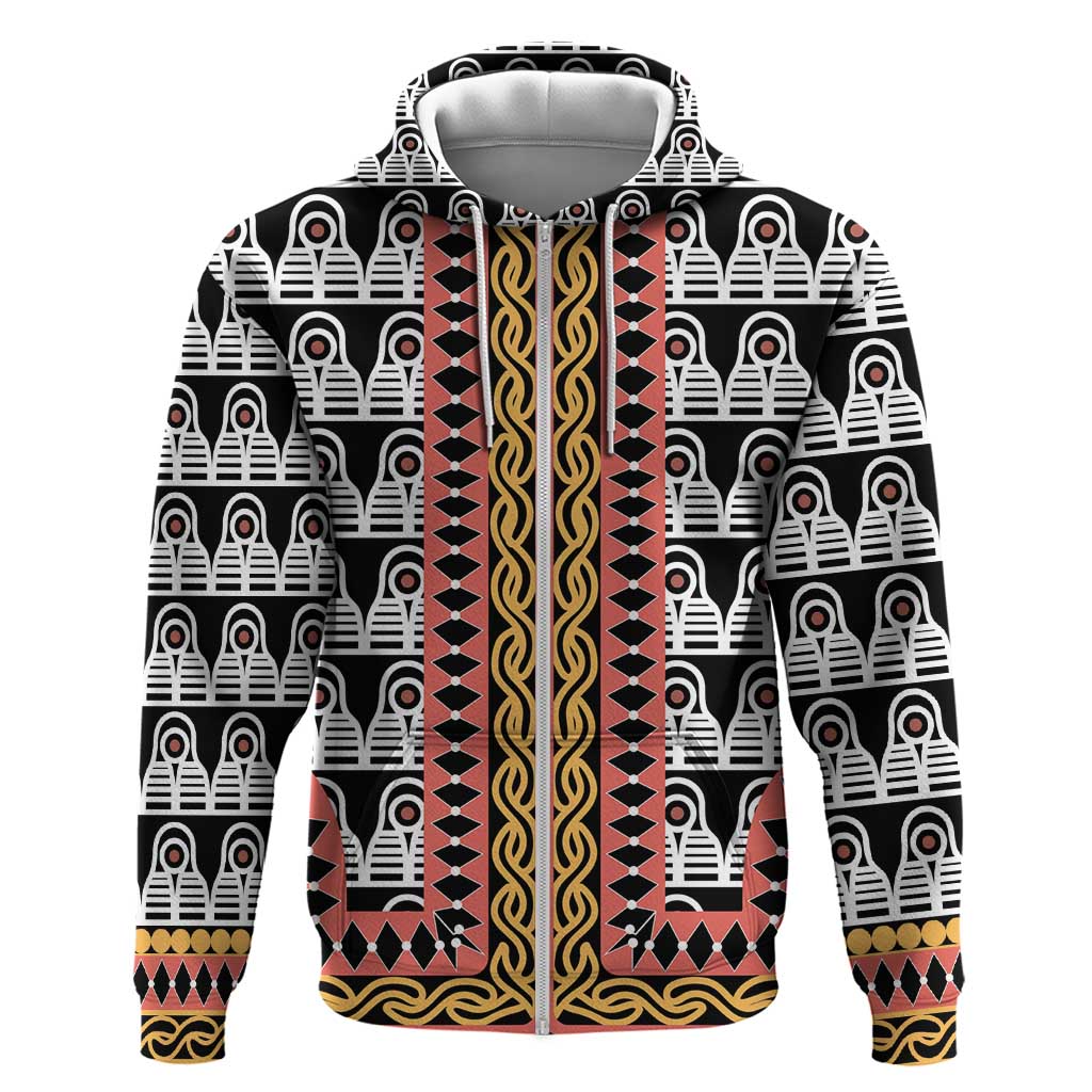 Cameroon Zip Hoodie Toghu Traditional Pattern