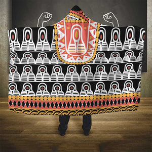 Cameroon Traditional Toghu Pattern Hooded Blanket