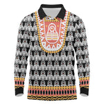 Cameroon Traditional Toghu Pattern Long Sleeve Polo Shirt