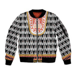 Cameroon Traditional Toghu Pattern Sleeve Zip Bomber Jacket