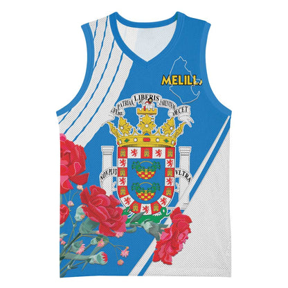 Melilla Spain Basketball Jersey Coat Of Arms With Map LT15