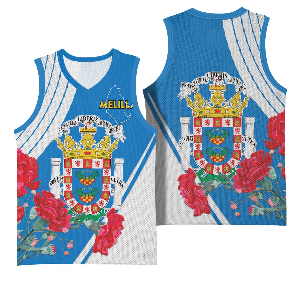 Melilla Spain Basketball Jersey Coat Of Arms With Map LT15