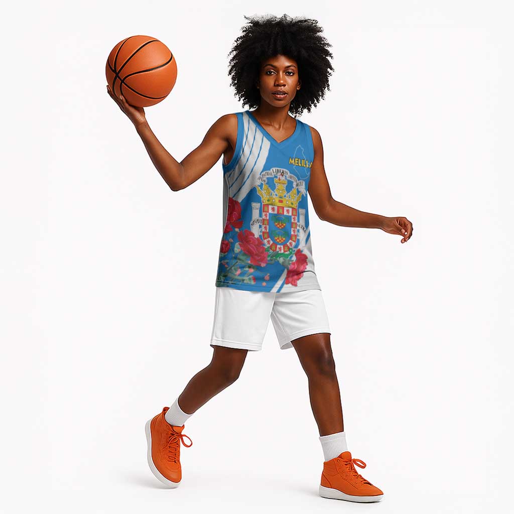 Melilla Spain Basketball Jersey Coat Of Arms With Map LT15