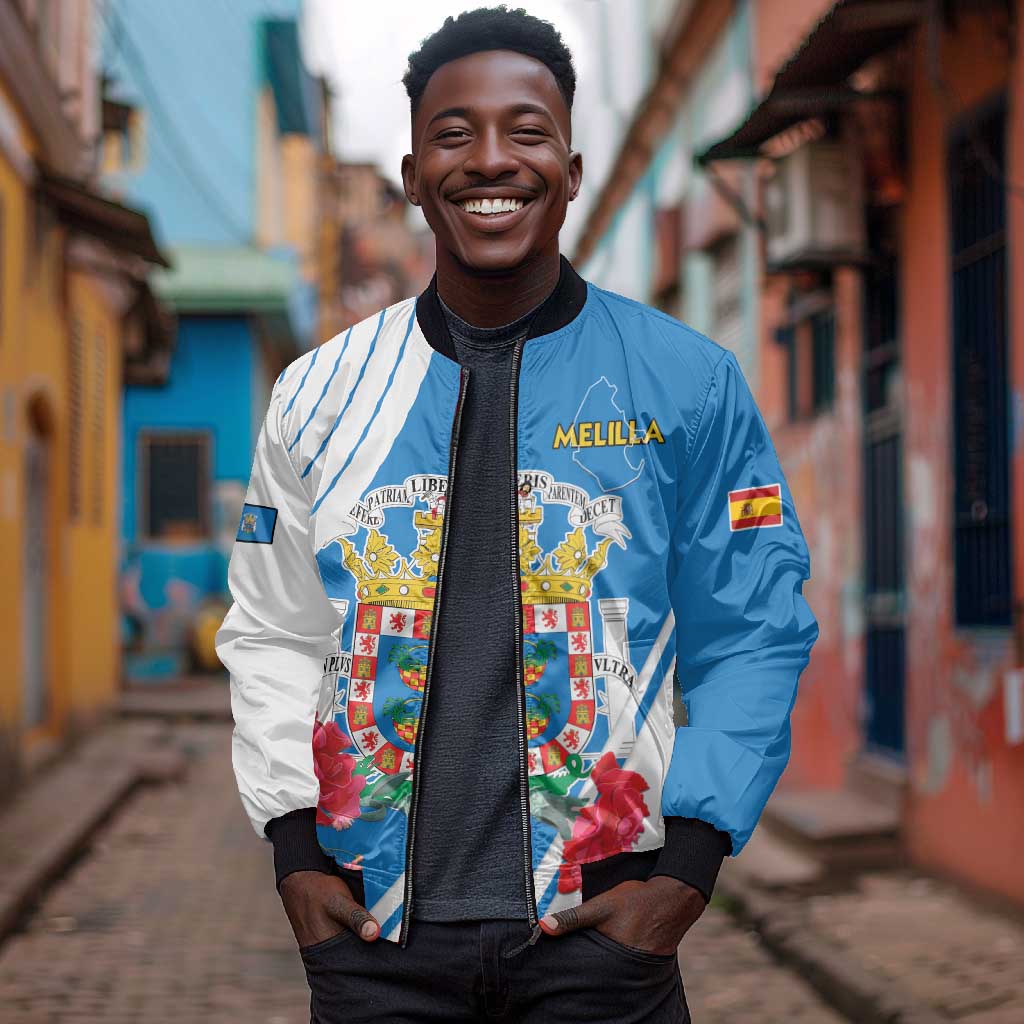 Melilla Spain Bomber Jacket Coat Of Arms With Map