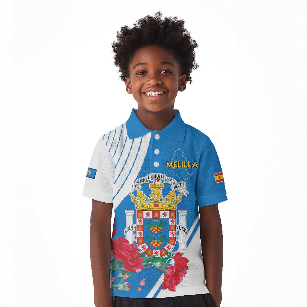 Melilla Spain Kid Polo Shirt Coat Of Arms With Map