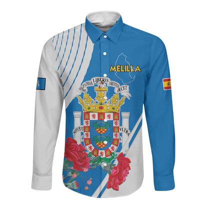 Melilla Spain Long Sleeve Button Shirt Coat Of Arms With Map