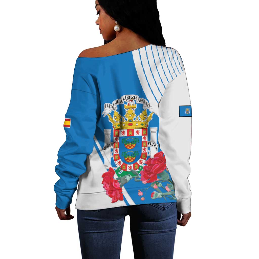 Melilla Spain Off Shoulder Sweater Coat Of Arms With Map