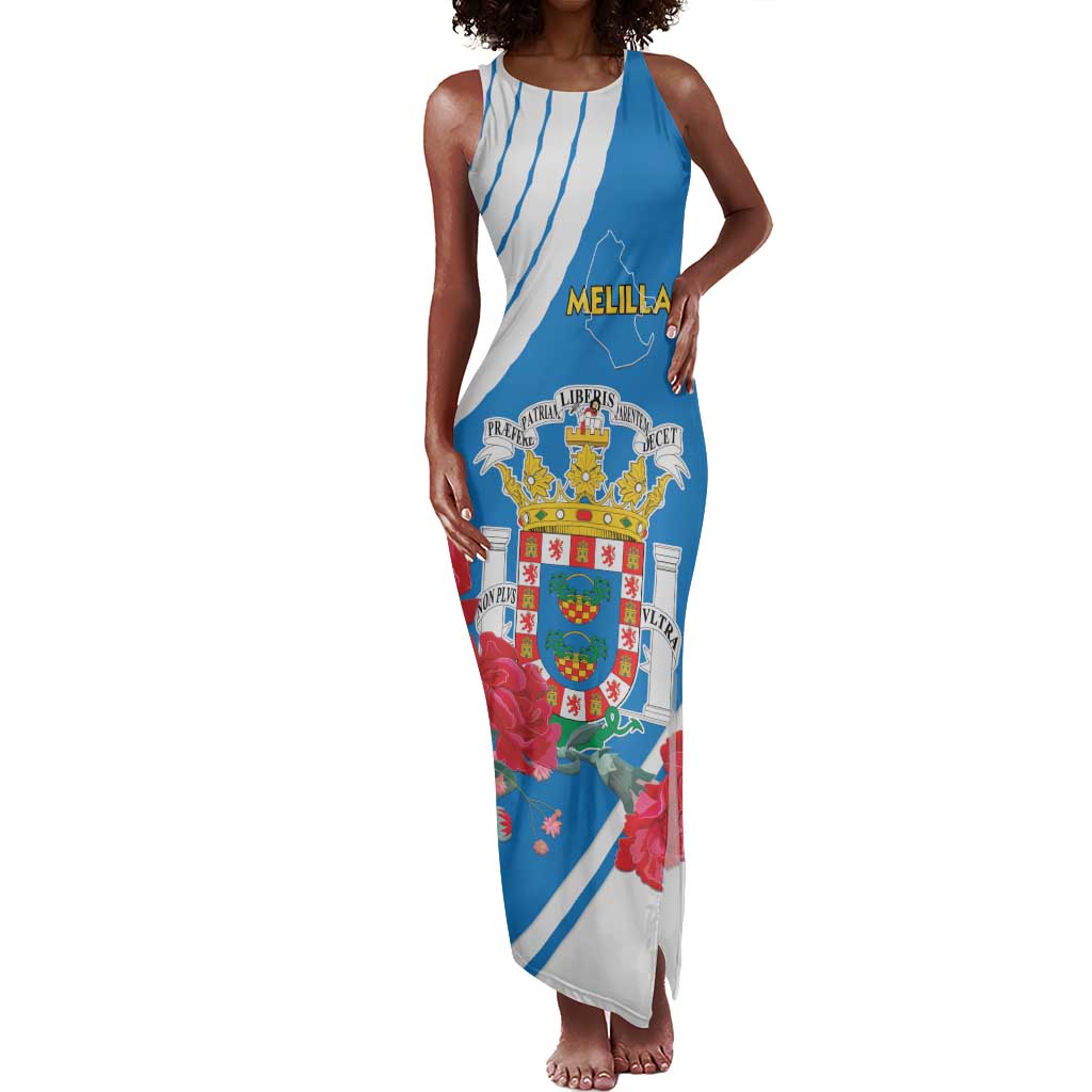 Melilla Spain Tank Maxi Dress Coat Of Arms With Map