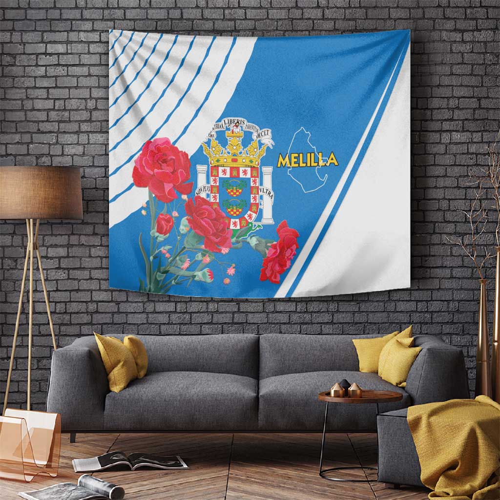 Melilla Spain Tapestry Coat Of Arms With Map