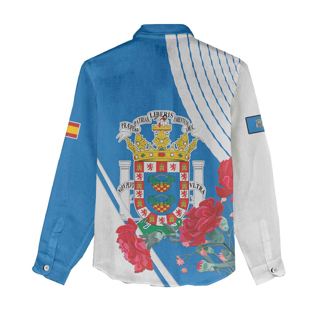 Melilla Spain Women Casual Shirt Coat Of Arms With Map