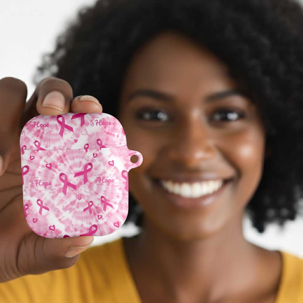 Breast Cancer Awareness Pink Ribbon AirPods Case Tie Dye Style