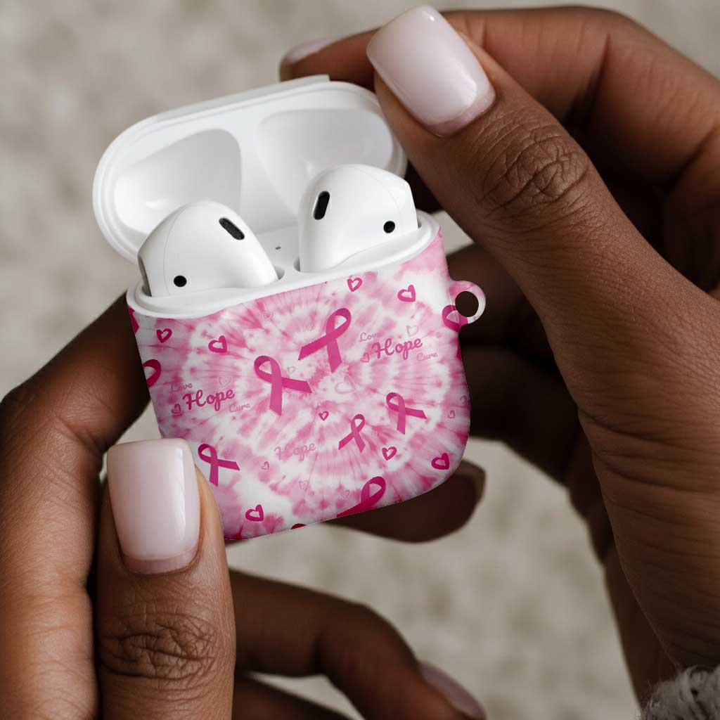 Breast Cancer Awareness Pink Ribbon AirPods Case Tie Dye Style