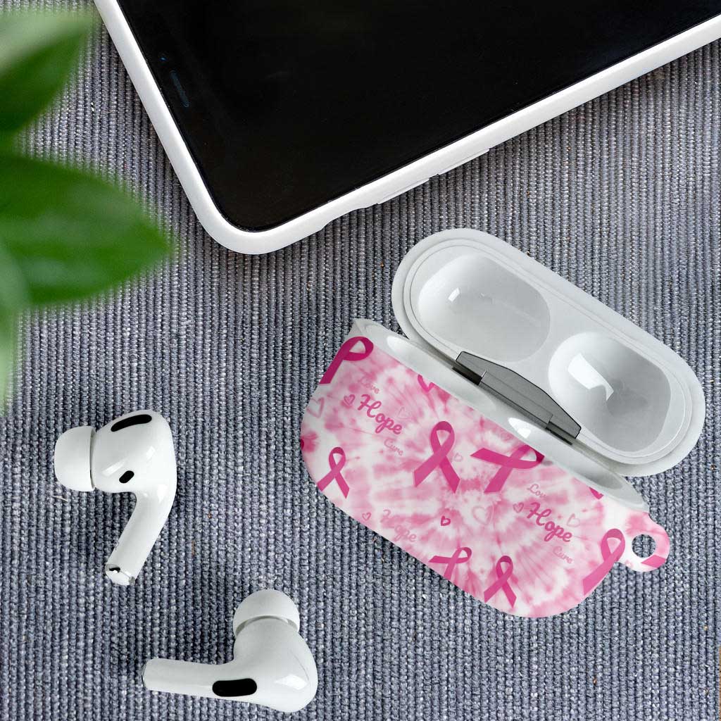 Breast Cancer Awareness Pink Ribbon AirPods Case Tie Dye Style