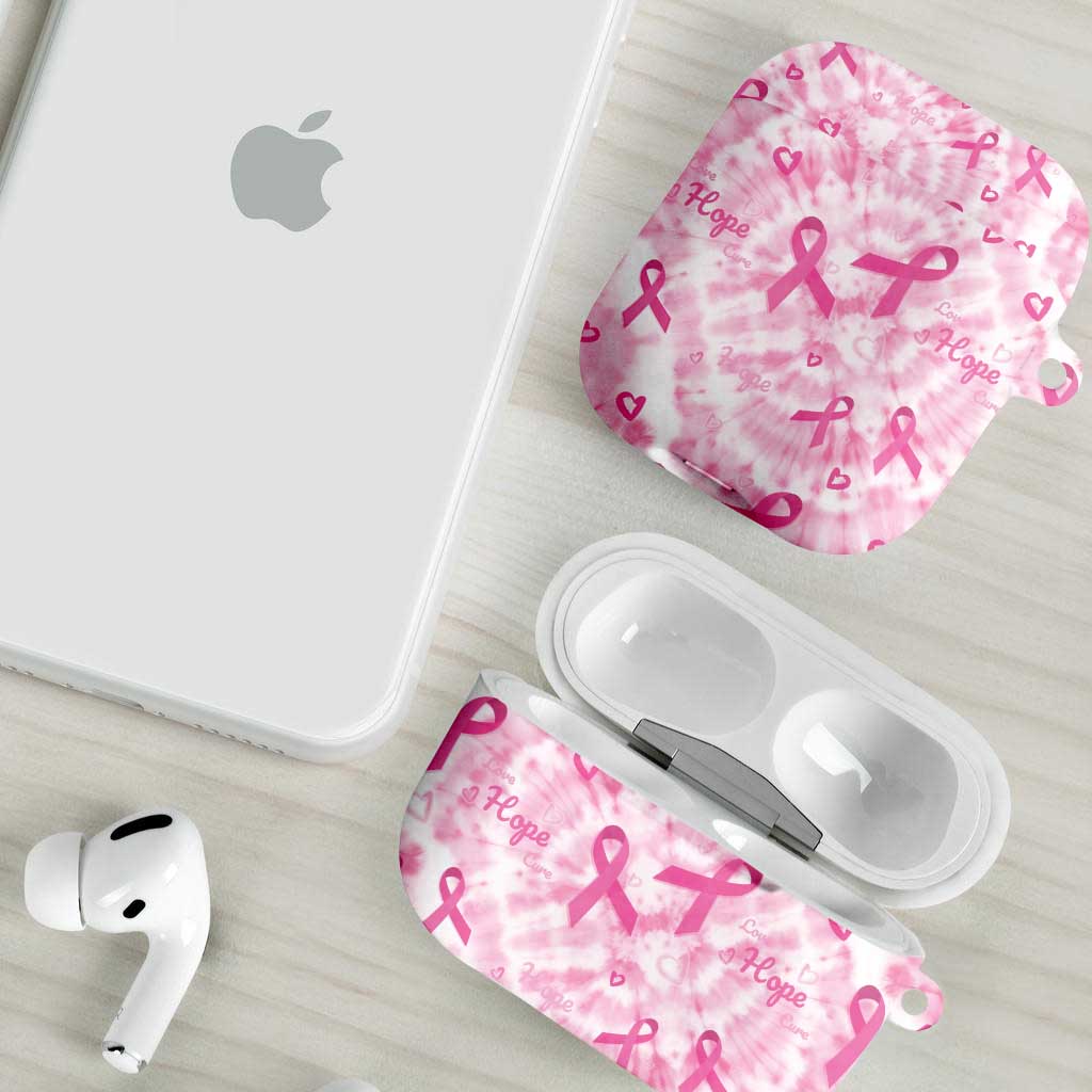 Breast Cancer Awareness Pink Ribbon AirPods Case Tie Dye Style