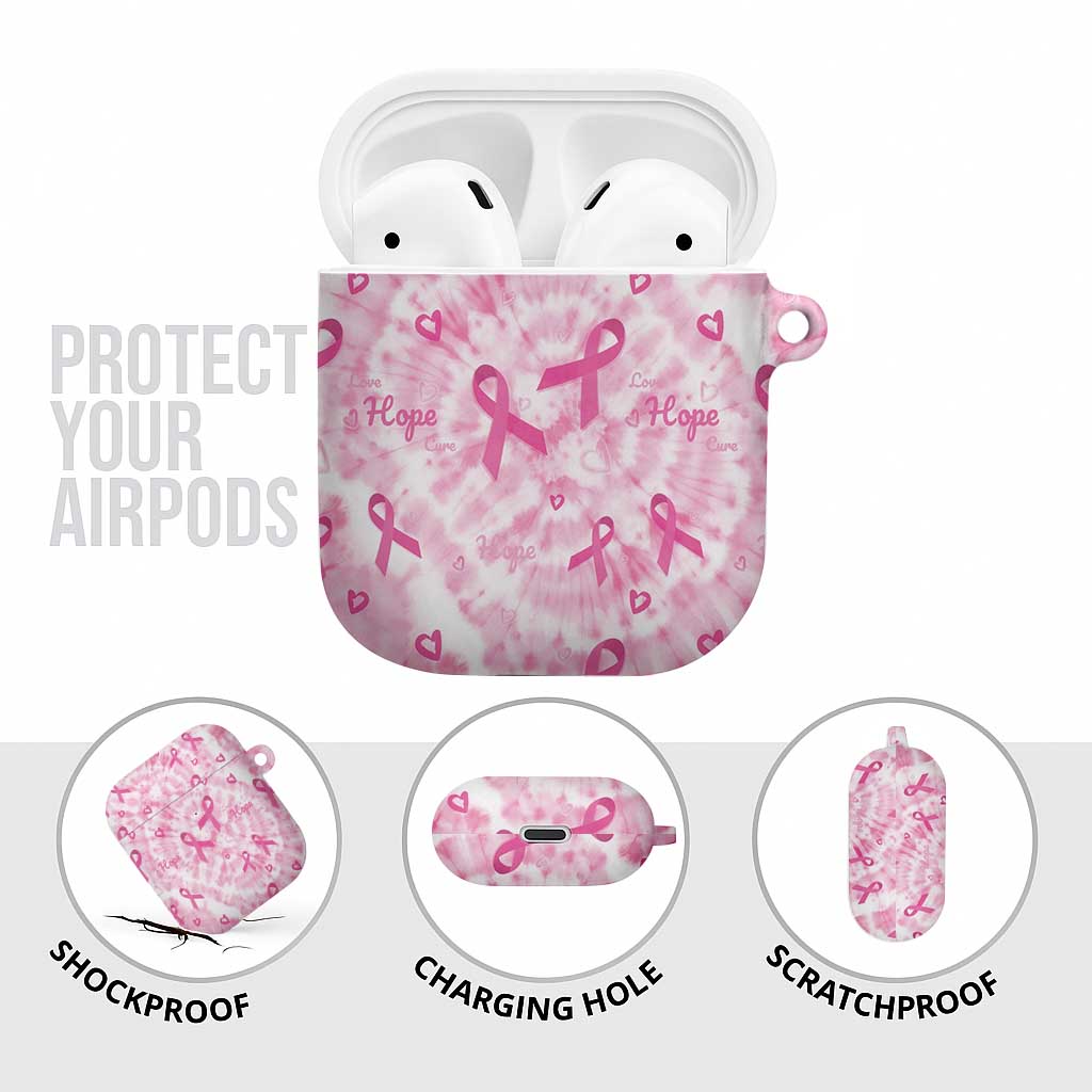 Breast Cancer Awareness Pink Ribbon AirPods Case Tie Dye Style