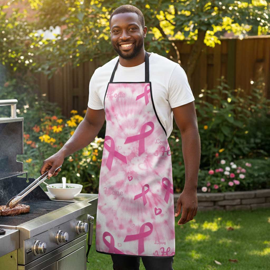 Breast Cancer Awareness Pink Ribbon Apron Tie Dye Style