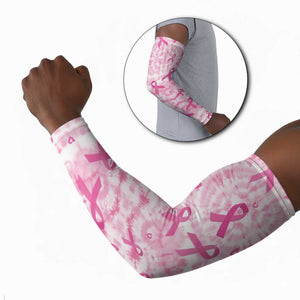 Breast Cancer Awareness Pink Ribbon Arm Sleeves Tie Dye Style